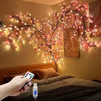 Cherry Blossom String Lights, USB Powered Vine