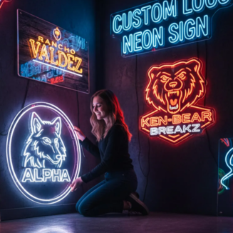 Custom Neon Logo Sign: Business logo sign wall decor