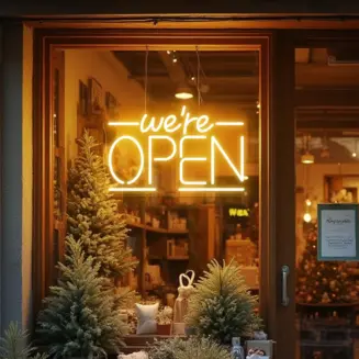 We're Open Neon Sign, Open Sign For Business