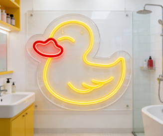 LED display sign in the shape of a little duck