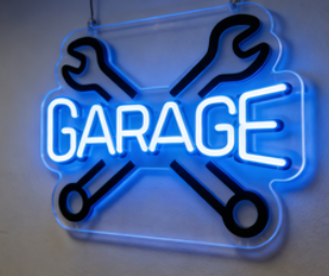 Acrylic LED light display suitable for garages