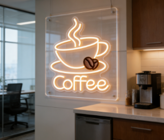 Coffee shop acrylic LED light display