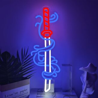 Japanese Sword Neon Sign, Anime Samurai Sword Neon Signs for Wall Decor, Game Room Decor for Boys,Gamer Neon Light up Sign for Gaming Lights Decor,Best..