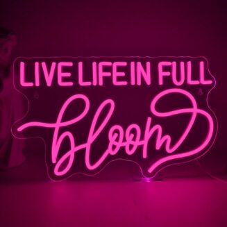Live Life In Full Bloom Neon Sign LED Light Inspirational Wall Decor | Positive quote light up sign for home, wedding, yoga studio, spa, Café & photo...