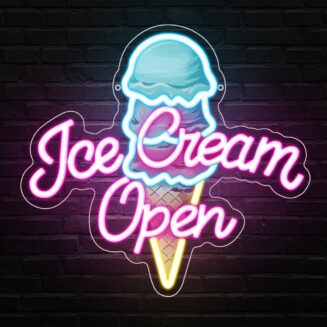 Ice Cream Neon Open Signs,Ice Cream Neon Signs for Wall Decor,Adjustable Brightness Led Neon Open Signs for Business Store,Cafe,Bar,Party,Bedroom Decor,Birthday,Christmas