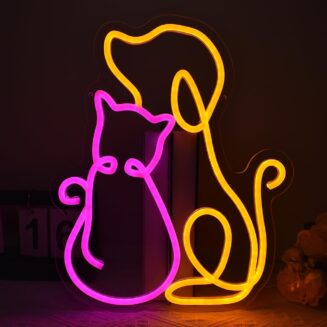 Cat and Dog Neon Sign Cute Pet Couple LED Neon Sign for Wall Decor, Dimmable Neon Light for Bedroom Pet Shop Living Room Bar Coffee Shop Gift for Animal Lovers Brand: GYCLFNDDONG
