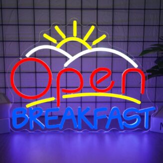 Open Breakfast Neon Sign Dimmable Restaurant Neon Lights for Wall Decor USB Powered LED Food Service Lighting for Restaurants Diners and Home Kitchens