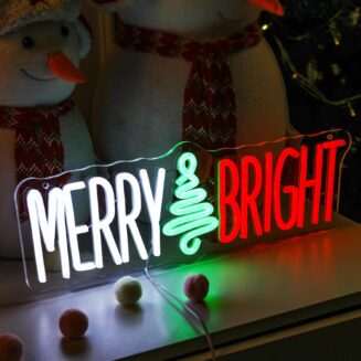 Merry and Bright Neon Lights Wish you a Nice Christmas Quotes LED Signs
