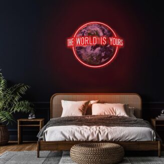 XIMAQIS- The World is Yours Neon Sign, The World is Yours UV Printed Acrylic Artwork Led Light Sign, Custom Neon Signs, for Bar Shop party Wall Art Sign and.