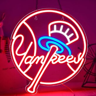 AHlove YANKEES Neon Signs for Wall Decor，Baseball Team Neon Lights for Bedroom，LED Signs Suitable for Man Cave，5V Power Adapter，Birthday、Christmas Gifts for..
