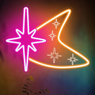 Starburst Neon Sign with Hot Pink & Orange Glow LED Wall Light Decor | USB Powered Led Light for Bedroom, Gaming Room, Kids Room, Dorm, Party, Birthday...