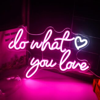 Do What You Love Neon Sign Pink LED Words Neon Light Wall Decorative Sweet LED Light Letter Led Sign for Bedroom Bar Wedding Birthday Party Valentine's Day Christmas Decor Gift