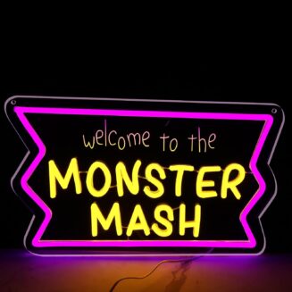 Welcome to Monster Mash Neon Sign for Wall Decor,Ghost Led Dimmable Neon Lights for Gaming Room Boys Room Decor，Powered by USB 9.5 * 15.7inch, Halloween...