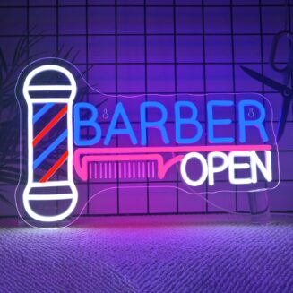 Barber Open Neon Sign Barber Pole LED Night Light Decoration for Hair Salon