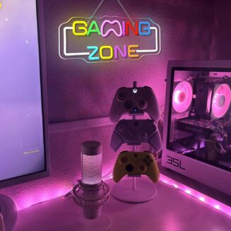 Game Zone Neon Sign, Game LED Sign, Colourful LED Lettering, Dimmable for Wall Decoration, Neon Sign Wall Decoration for Playroom