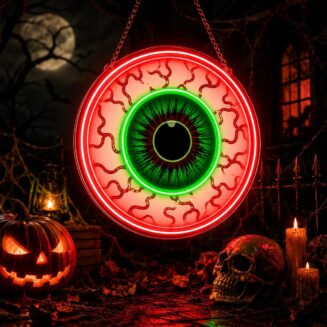 Halloween Eyeball Neon Sign, Spooky Bloodshot Eye Light for Window Decor | USB Powered, Cute Gothic Decor for Home, Room, Wall, Office, Mental (1Pack)