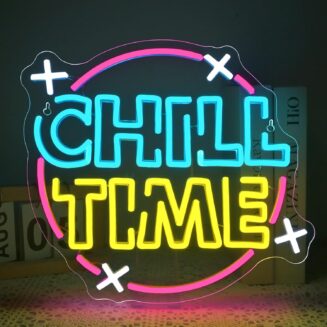 Chill Time Neon Sign, Neon Sign LED Sign Wall Light Advertisement for Teenager Room Decoration, Decoration of Shop Signs, Kitchen, Dining Room, Home Bar, Wall Art, Gifts