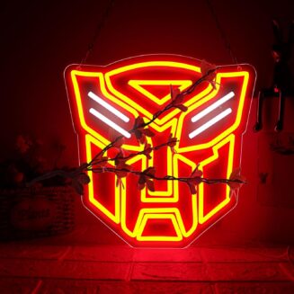 Mask LED Neon Sign Wall Decor,Dimmable USB Powered Acrylic Neon Light, Red & Yellow Glow Hanging Neon Lamp for Game Room, Man Cave, Bar, Home Party Decoration