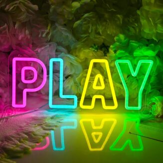 SYLHOME Play Led Neon Light Sign Colorful Kids Room Playroom Wall Decor | Bedroom Game Room Man Cave Nursery Bar Wall Neon Light Sign Decor Kids Christmas.