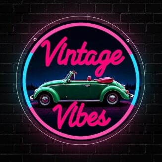 Vintage Vibes Neon Signs, Dimmable Vintage Led Signs for Wall Decor, Vintage Car Neon Lights for Man Cave Game Room Party Bedroom Living Room Bar Club Gift