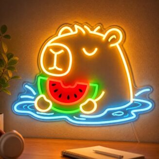 Capybara Neon Sign, Watermelon LED Wall Light for Room Decor Cute capybara room decor for capybara lovers, bedrooms, kids rooms, teen dorms, game rooms, desks, and cozy walls Visit the CULISER Store