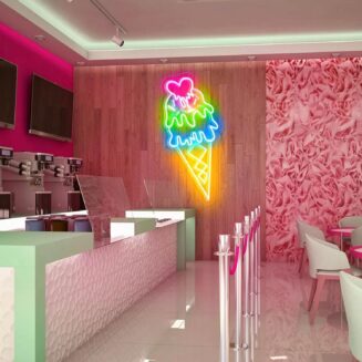 Ice Cream Neon Sign, Ice Cream LED Neon Light, Restaurant Neon Sign, Business Led Logo Light, Dessert Shop Sign, Ice Cream Decor, Neon Sign for Coffee Shop, Dimmable.