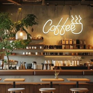 Coffee Neon Sign, Dimmable LED Coffee Sign for Corporate Coffee Bar Neon Sign Accessories Illuminated Wall Decor USB Powered Neon Coffee Signs for Cafe Coffee Station Kitchen