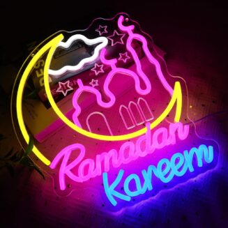 Ramadan Kareem Neon Sign for Wall Decor, Moon Stars Led Signs for Muslim Holiday, USB Dimmable Islamic Eid Neon Lights for Holy Celebration Decor Home Party Restaurant Wall Art