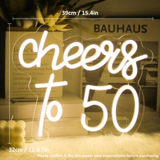Cheers to 50 Neon Sign Happy 50th Birthday LED Signs for Wall Party Decor