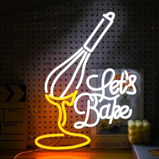 Let’s Bake Neon Sign Dimmable Switch Neon Light for Wall Decor LED Bake Light Up Sign Suitable for Bakery Cake Shop Kitchen DIY Party neon decor