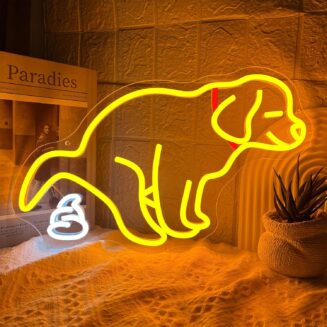 Pooping Dog Neon Sign Dimmable Funny Golden Retriever Dog LED Neon Light USB Animal Light Up Sign for Bedroom Decor Pet Shop Party Bar Teen Game Room Wall Decor Visit the BerniceKelly Store