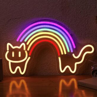 Rainbow Cat Neon Sign Cute Cat Neon Signs for Wall Decor Rainbow Neon Light Sign Dimmable USB Powered LED Neon Light for Bedroom Kid Room Pet Shop Game Room Cat Lovers Pride Gifts