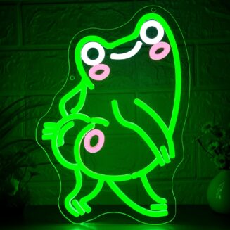 Funny Frog Neon Sign for Wall Decor Dimmable Cartoon Frog LED Neon Light Cool Anime LED Light Up Sign for Bedroom Game Room Party Bar Store Man Cave Birthday Gifts Size 12.9*9.0 In