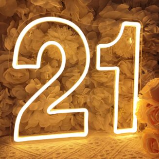 SYLHOME 21 Twenty one Led Neon Light Sign 21th Birthday Banner Wall Decor