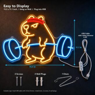 Capybara Neon Sign, LED Wall Light for Room 15.5 x 11.1 inch Dimmable Animal Wall Decor for Bedroom, Boys Room, Home Gym, Dorm, Birthday Gifts, and Capybara Lovers Visit the CULISER Store
