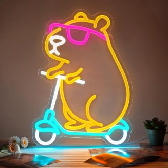 Capybara Neon Sign, Cute Animal LED Neon Light for Wall Decor, Dimmable Capybara Neon Light for Kids Room, Party Decor, Gift for Kids