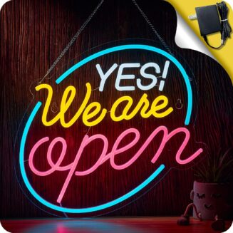 Yes We Are Open Signs for Business, Super Bright 12v AC Powered Open Sign with Switch Memory, Compatible with Timer