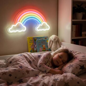 Neon Rainbow Sign, USB Powered LED Wall Light, Cute Rainbow Cloud Acrylic Decor for Girls Bedroom, Kids Room, Nursery & Dorm – Safe, No-Flicker Night.
