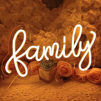 SYLHOME Family LED Neon Light Sign Home Bedroom Living Room Wall Decor USB | Sweet Home Morden Farm House Bedroom Living Room Wall Decor Sign Happy Family,