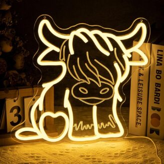Highland Cow Neon Sign Dimmable Cute Cowbow Neon Lights for Wall Decor,Farm Animal Cow Signs for Farmhouse Kid Room Decor Art Kids Party Birthday Gifts