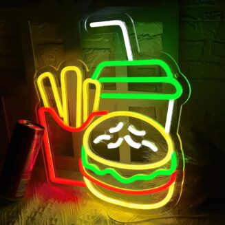 Burger Neon Sign for Wall Decor LED Sign for Burger Shop Restaurant Decor