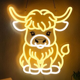 OkiyiD Highland Cow Neon Sign, Cow Decor Wall Art Gifts for Kids, Animal Themed Wall Decor for Bedroom,Living Room,Rustic Farmhouse,USB-Powered Energy-Saving Light with Hanging Kit Visit the OkiyiD Store