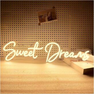 Hanging Art Neon Signs Sweet Dreams Neon Sign Letter Light for Bedroom Living Room Room Wedding Birthday Party Home Wall Art Decor 42cmx12cm(Warm White)