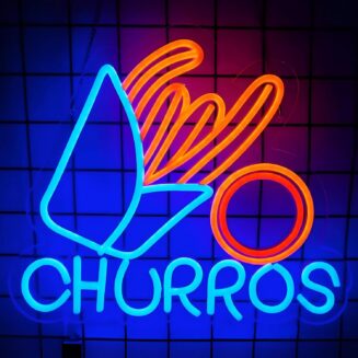Churros Neon Sign For Churros Shop Decor Led Neon Lights Hanging Wall Art Decoration for Food Shop Restaurant Store Food Stand Truck Shop Juice Bar Market Party Home Wall Decor USB Powered Ultra Bright Dimmable