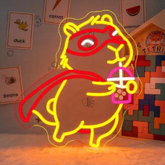 Capybara Neon Sign Cute Animal Milk Tea LED Light for Room Decor milk tea neon sign for kids rooms, bedrooms, playrooms and cozy spaces,gift for children, capybara lovers and animal fans
