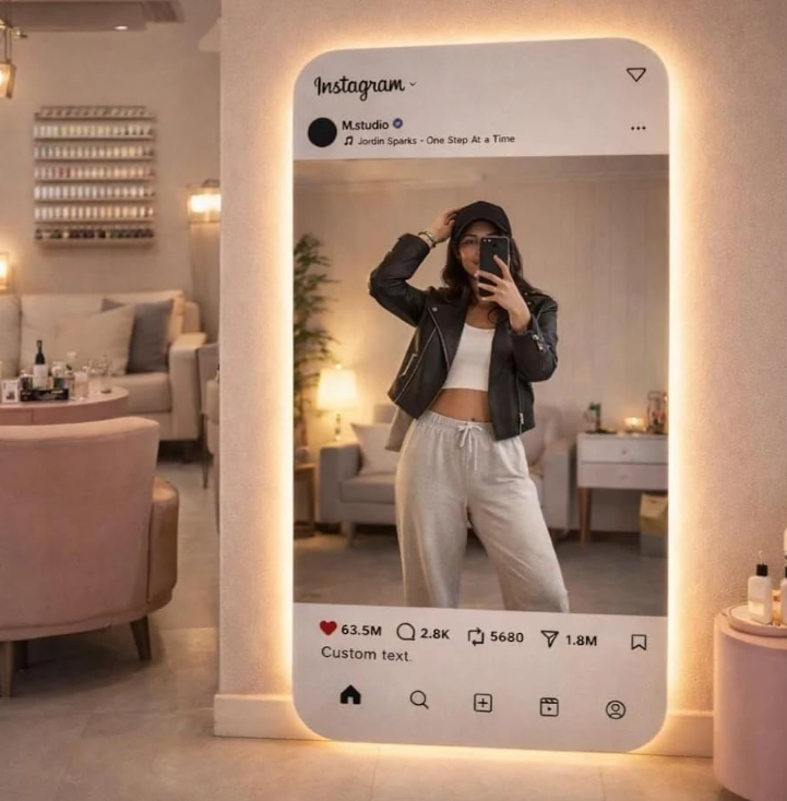 Smart LED Selfie Mirror Social Media Instagram Interface Design
