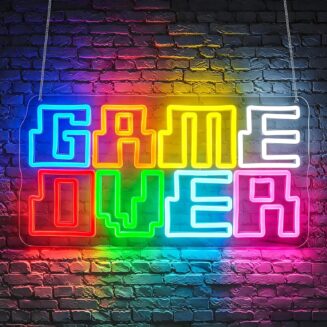 Gdbkabf Neon Sign, Game Over Neon Signs for Wall Decor LED Signs Neon Light | Game Over Neon Sign for Teen Boys Room, Bedroom, Man Cave, Gaming Room Decor,