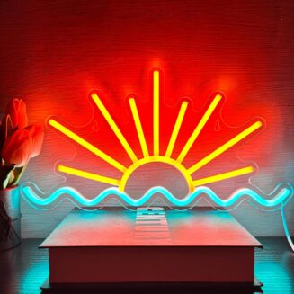 VIKLIU Sunset Neon Sign, Sun Wave Neon Light for Wall Decor | USB Powered & Dimmable, ideal for sunset wall decor, beach room decor, coastal decor