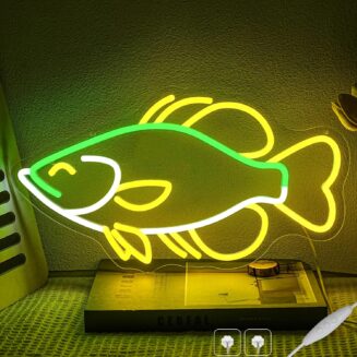 Fish Neon Sign White Crappie Neon Lights for Fishing Shop Wall Decor Ocean LED Signs Animal LED Lights for Bedroom Restaurant Store Man Cave Club Aquarium Decoration