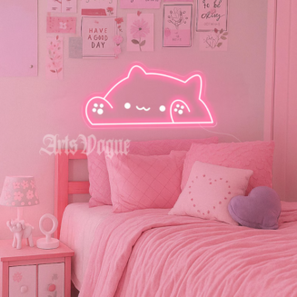 Pink Cute Cat Led Neon Sign, Custom Animal Neon Sign